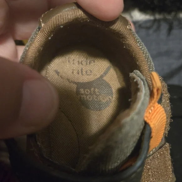 Stride Rite Brown and Orange Baby Walker Shoes - Picture 2 of 7